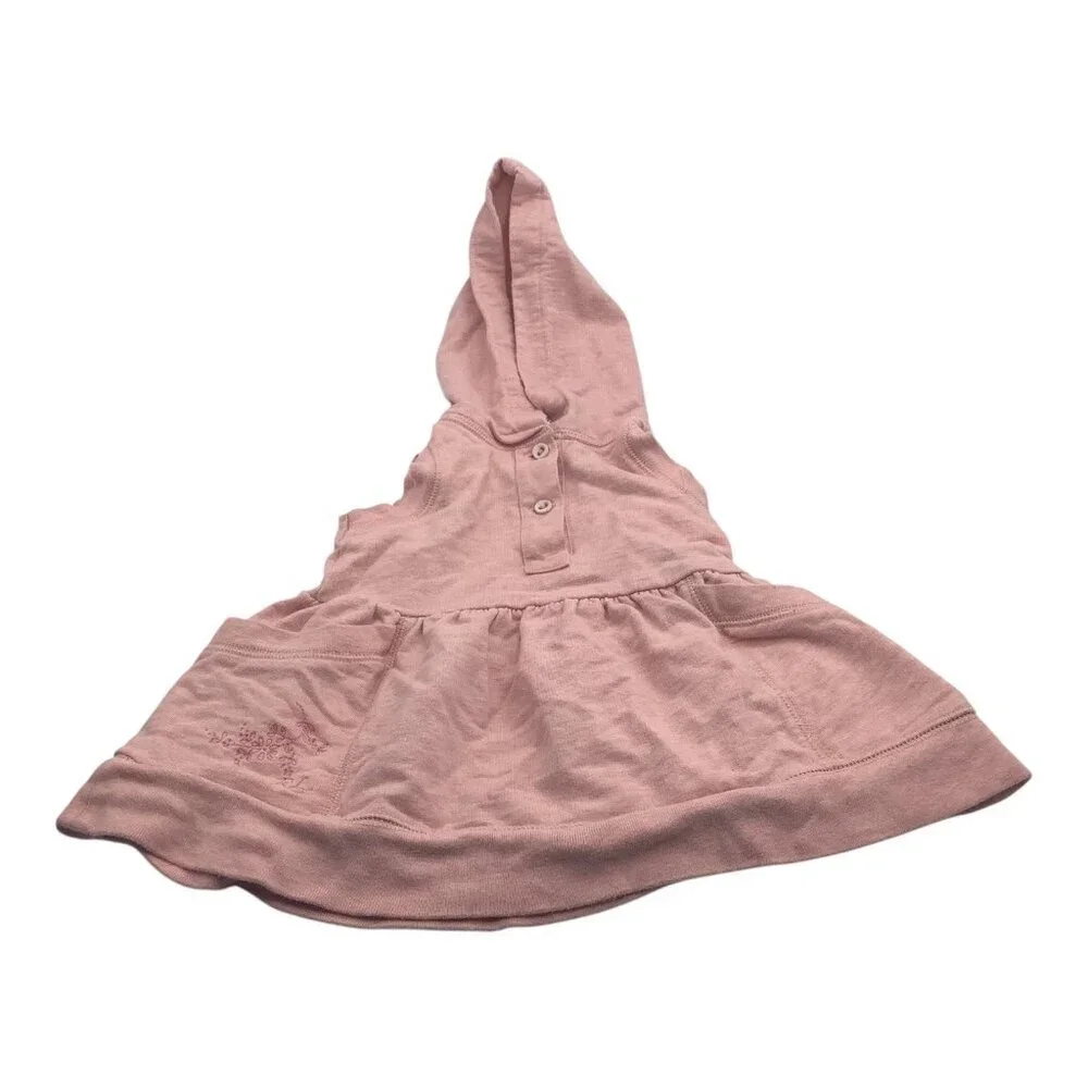 Ralph Lauren Hooded Dress GirlS 9 Months Pink Embroidered Detail Cotton‎